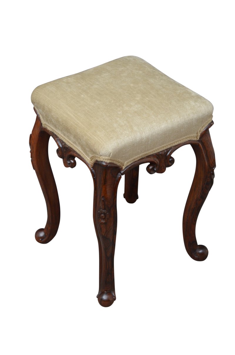 English Victorian Dressing Table Stool In Rosewood - Image 3